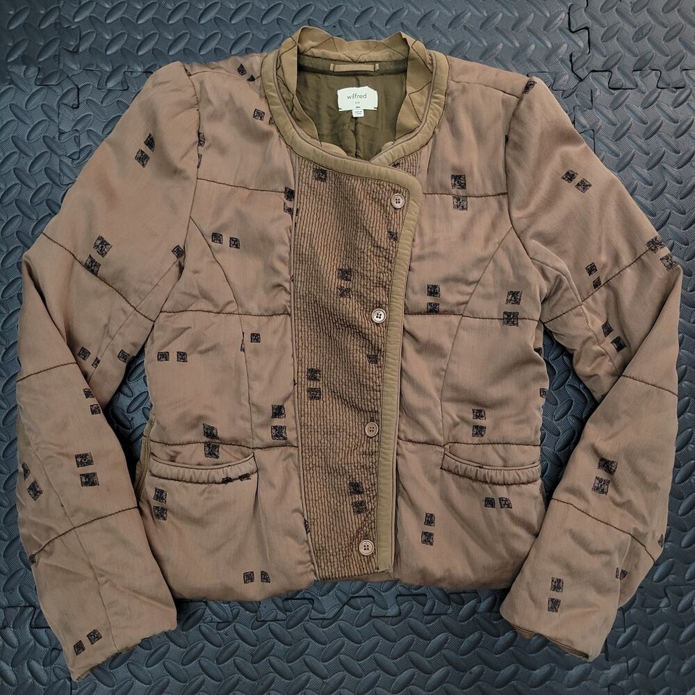 Aritzia Wilfred Jacket Women's 6 Brown Geometric Print Lyocell Button Front
